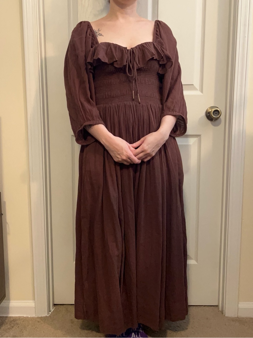 Free People Oasis Midi Dress in Brown Size S